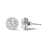 14K White Gold Lab Grown Diamond Solitaire Stud Earrings with Halo (2.00 Cttw, F-G Color, VS2-SI1 Clarity