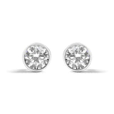 14K White Gold 5/8 Cttw Bezel Set Lab Grown Round Diamond Screw-Back Solitaire Stud Earrings (G-H Color, VS2-SI1 Clarity)