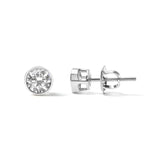 14K White Gold 5/8 Cttw Bezel Set Lab Grown Round Diamond Screw-Back Solitaire Stud Earrings (G-H Color, VS2-SI1 Clarity)