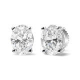 14K White Gold Prong Set Lab Grown Oval Diamond Solitaire Stud Earring (F-G Color, VS1-VS2 Clarity)