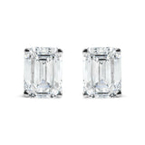 14K White Gold 2.0 Cttw Emerald Cut Lab Grown Diamond Solitaire Stud Earrings (G-H Color, VS1-VS2 Clarity)