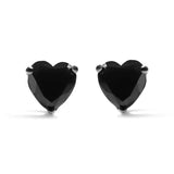 14K White Gold 1.00 Cttw Heart Cut Black Diamond Stud Earrings