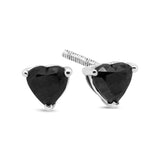 14K White Gold 1.00 Cttw Heart Cut Black Diamond Stud Earrings