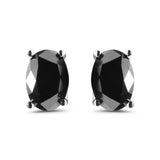 14K White Gold 3.00 Cttw Oval Cut Black Diamond Solitaire Stud Earrings (Black Color, I2-I3 Clarity)