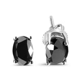 14K White Gold 3.00 Cttw Oval Cut Black Diamond Solitaire Stud Earrings (Black Color, I2-I3 Clarity)