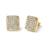 14K Yellow Gold 1/2 Cttw Diamond Square Shaped Composite Cluster Stud  Earrings (I-J Color, I1-I2 Clarity)