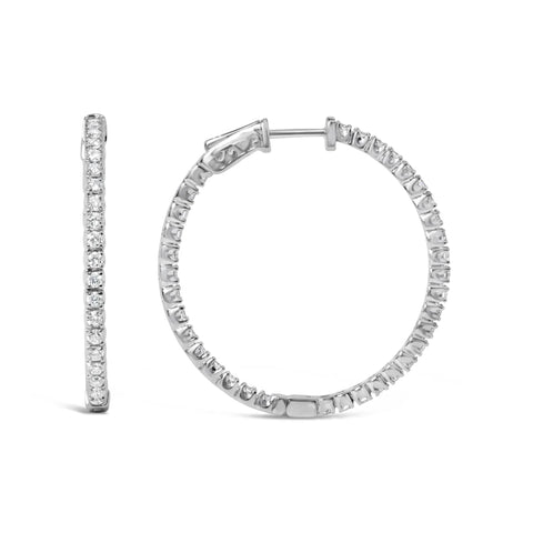 14K White Gold 1 3/4 Cttw Lab Grown Diamond Inside Out Hoop Earrings (G-H Color, VS2-SI1 Clarity)