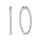 14K White Gold 1 1/2 Cttw Lab Grown Diamond Inside Out Hoop Earrings (G-H Color, VS2-SI1 Clarity)