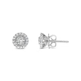 14K White Gold 3/4 Cttw Lab Grown Diamond Solitaire With Halo Stud Earrings (G-H Color, VS2-SI1 Clarity)