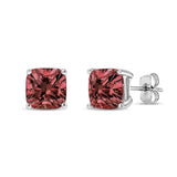 14K White Gold Lab Grown Pink Cushion 4-Prong Set Classic Diamond Solitaire Stud Earrings (Pink Color, VS1-VS2 Clarity)