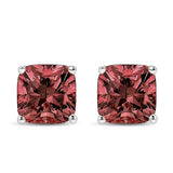 14K White Gold Lab Grown Pink Cushion 4-Prong Set Classic Diamond Solitaire Stud Earrings (Pink Color, VS1-VS2 Clarity)