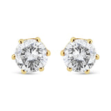 14 Karat Yellow Gold 3/4 CTTW Diamond Solitaire 6 Prong Stud Earrings