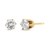 14 Karat Yellow Gold 3/4 CTTW Diamond Solitaire 6 Prong Stud Earrings