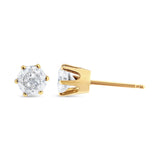 14 Karat Yellow Gold 3/4 CTTW Diamond Solitaire 6 Prong Stud Earrings