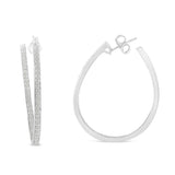 14 Karat White Gold 1 CTTW Round Diamond Hoop Earrings