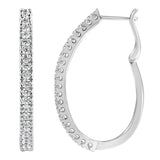 14 Karat White Gold 1 CTTW Diamond Hoop Earrings