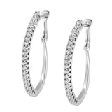 14 Karat White Gold 1 CTTW Diamond Hoop Earrings