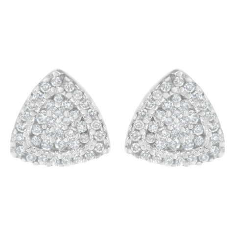 14 Karat White Gold 1/2 CTTW Trillion Shaped Diamond Stud Earrings