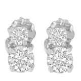 14 Karat White Gold 3/4 CTTW Round Cut Diamond Earrings