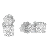 14 Karat White Gold 3/4 CTTW Round Cut Diamond Earrings