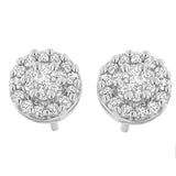 14 Karat White Gold 3/4 CTTW Round-cut Diamond Stud Earring