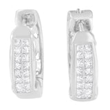 14 Karat White Gold 1/2ct. Total Diamond Weight Diamond Hoop Earrings