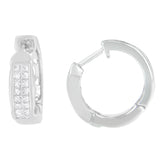 14 Karat White Gold 1/2ct. Total Diamond Weight Diamond Hoop Earrings