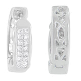 14 Karat White Gold 1/2ct. Total Diamond Weight Diamond Hoop Earrings