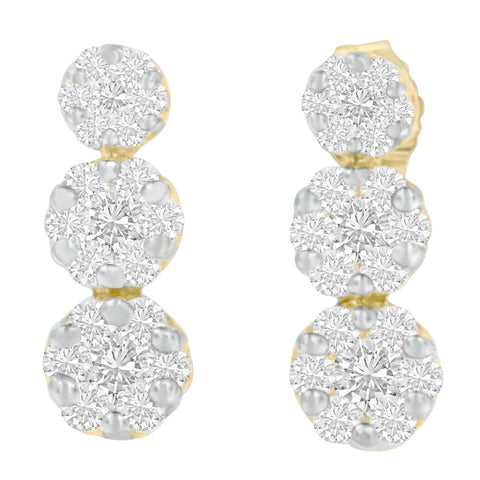 14 Karat Yellow Gold 1 ct.Total Diamond Weight Diamond Stud Earring