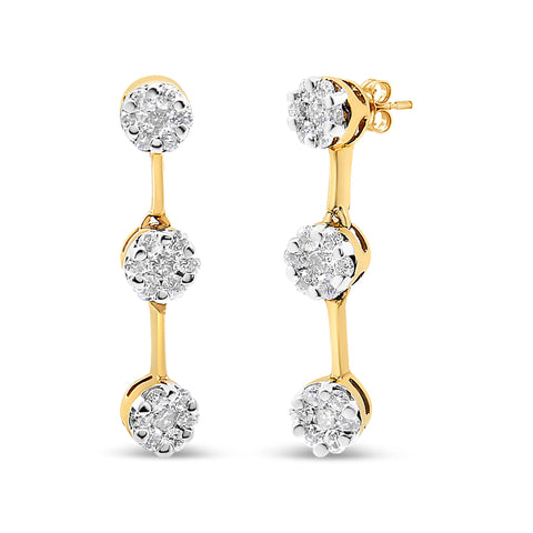 14 Karat Yellow Gold 1ct. Total Diamond Weight Round Diamond Earring