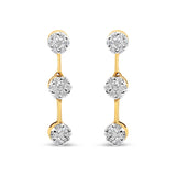 14 Karat Yellow Gold 1ct. Total Diamond Weight Round Diamond Earring