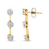 14 Karat Yellow Gold 1ct. Total Diamond Weight Round Diamond Earring