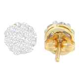 14 Karat Yellow Gold 1ct. Total Diamond Weight Flower Diamond Earrings