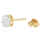 14 Karat Yellow Gold 1ct. Total Diamond Weight Flower Diamond Earrings