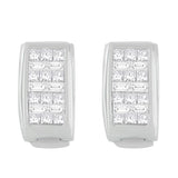 14 Karat White Gold 3/8ct. Total Diamond Weight Princess and Baguette-cut Diamond Earrings