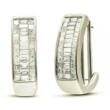 14 Karat White Gold 1ct. Total Diamond Weight Baguette and Princess-cut Diamond Earrings