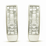 14 Karat White Gold 1ct. Total Diamond Weight Baguette and Princess-cut Diamond Earrings