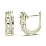 14 Karat White Gold 1ct. Total Diamond Weight Baguette and Princess-cut Diamond Earrings