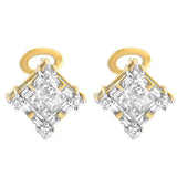 14 Karat Yellow Gold 1 CTTW Round, Baguette and Princess-cut Diamond Earrings