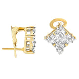 14 Karat Yellow Gold 1 CTTW Round, Baguette and Princess-cut Diamond Earrings