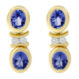 14 Karat Yellow Gold 1 5/8ct. Total Diamond Weight Round-cut Diamond Tanzanite Earrings