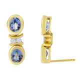 14 Karat Yellow Gold 1 5/8ct. Total Diamond Weight Round-cut Diamond Tanzanite Earrings