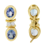 14 Karat Yellow Gold 1 5/8ct. Total Diamond Weight Round-cut Diamond Tanzanite Earrings