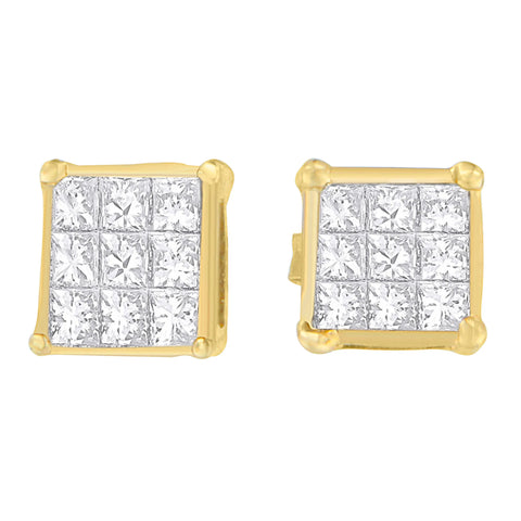 14 Karat Yellow Gold 1/2 CTTW Princess-cut Diamond Earrings