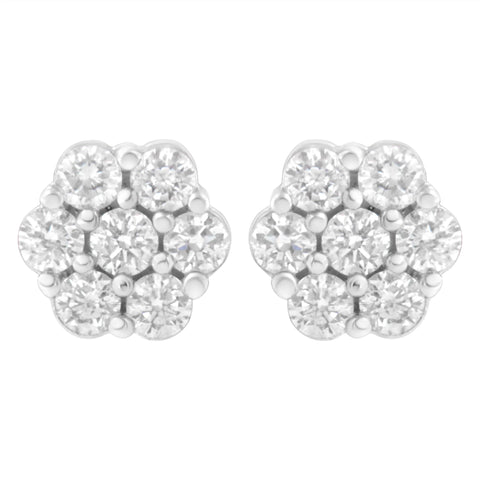 14 Karat White Gold 3/4 CTTW Diamond Composite Stud Earrings