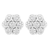 14 Karat White Gold 3/4 CTTW Diamond Composite Stud Earrings