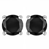 14 Karat White Gold 4 CTTW Blac Karat Diamond Screw-Bac Karat Bezel-Set Solitaire Bezel Earrings