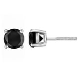 14 Karat White Gold 4 CTTW Blac Karat Diamond Screw-Bac Karat Bezel-Set Solitaire Bezel Earrings