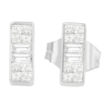 18K White Gold 1/4 cttw Baguette and Princess Cut Diamond Earrings (G-H, VS1-VS2)