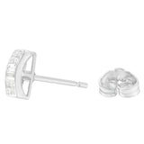 18K White Gold 1/4 cttw Baguette and Princess Cut Diamond Earrings (G-H, VS1-VS2)